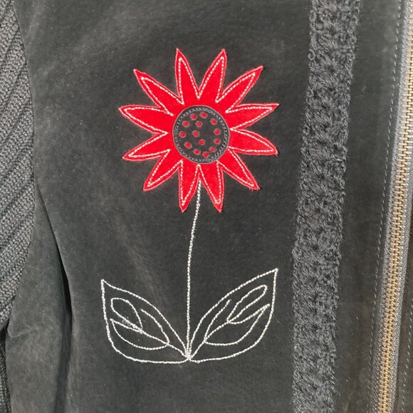 Paraphrase Vintage Cardigan, Sz L (measures smaller), Black Suede Wool Blend NEW - Picture 2 of 11